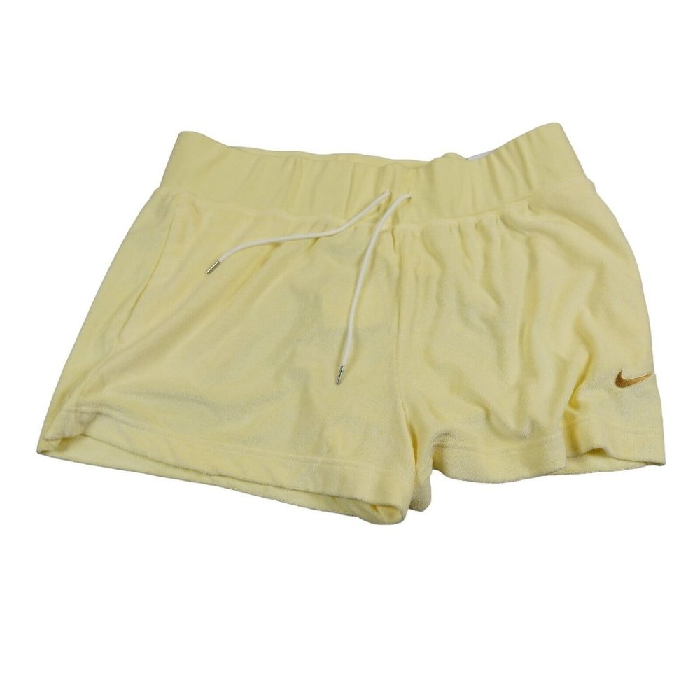 Nike Terry Shorts Womens XXL Yellow Standard Fit Mid Rise 3 Inch DV7822-821 NEW